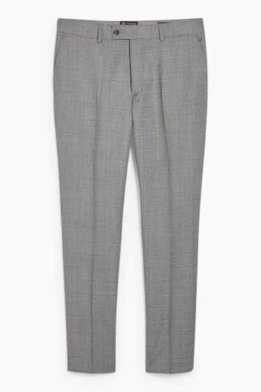 Hommes - Pantalon de costume en laine vierge - regular fit - à carreaux - gris