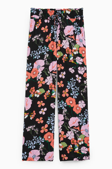 Women - Cloth trousers - mid-rise waist - trousers - black