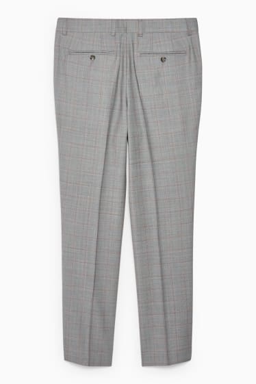 Hommes - Pantalon de costume en laine vierge - regular fit - à carreaux - gris