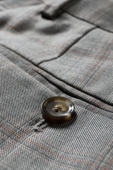 Hommes - Pantalon de costume en laine vierge - regular fit - à carreaux - gris