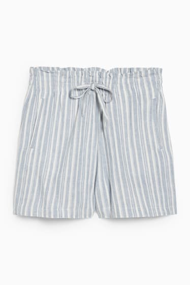 Teens & young adults - CLOCKHOUSE - shorts - high waist - linen blend - striped - light blue