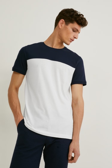 Men - T-shirt - dark blue / white