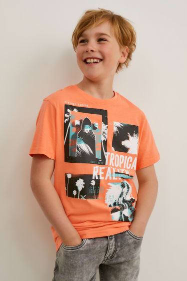 Dětské - Tričko s krátkým rukávem - tmavě oranžová