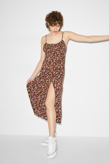 Teens & young adults - CLOCKHOUSE - empire dress - floral - brown