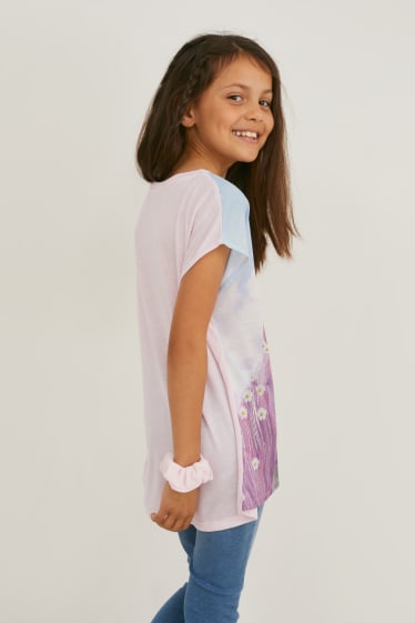 Enfants - Ensemble - T-shirt et chouchou - 2 pièces - effet brillant - rose