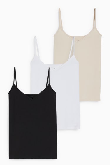 Women - Multipack of 3 - basic top - black / beige