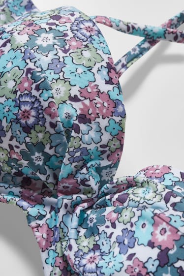Kobiety - Góra od bikini z fiszbinami- wyściełana - LYCRA® XTRA LIFE™ - w kwiatki - miętowa zieleń