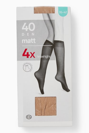 Women - Multipack of 4 - sheer knee highs - 40 denier - light beige