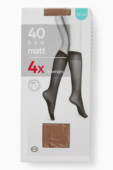 Dona - Paquet de 4 - mitjons fins de canya alta - vora còmoda - 40 DEN - beix