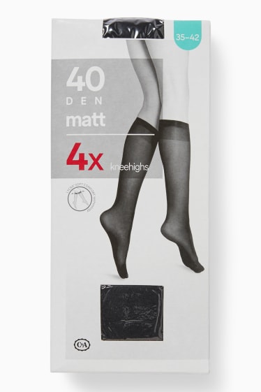 Women - Multipack of 4 - sheer knee highs - 40 denier - black