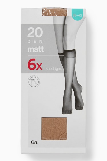 Women - Multipack of 6 - sheer knee highs - 20 denier - beige