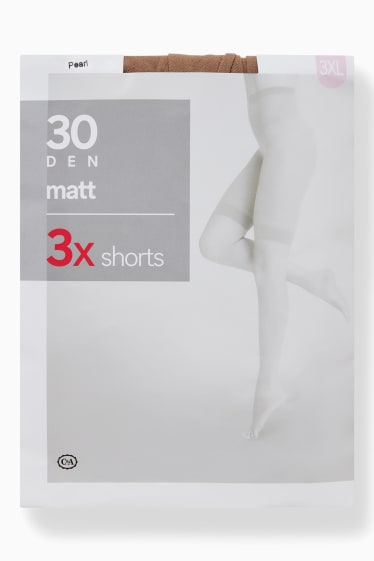 Women - Multipack of 3 - short tights - 30 denier - pearl