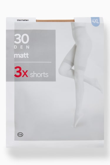 Women - Multipack of 3 - short tights - 30 denier - beige