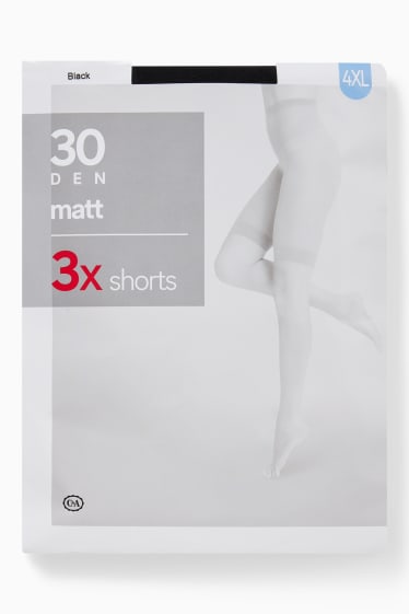 Mujer - Pack de 3 - leotardos cortos - 30 DEN - negro