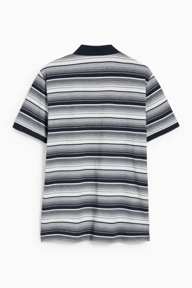 Men - Polo shirt - striped - dark blue / white