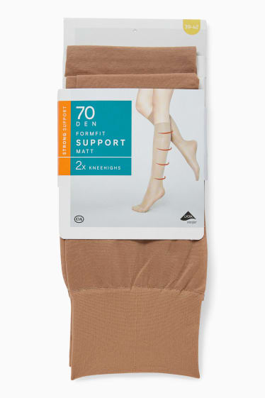 Women - Multipack of 2 - sheer knee highs - 70 denier - light brown