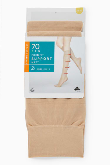Women - Multipack of 2 - sheer knee highs - 70 denier - beige