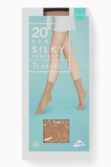 Women - Multipack of 7 - sheer ankle highs - 20 denier - light beige