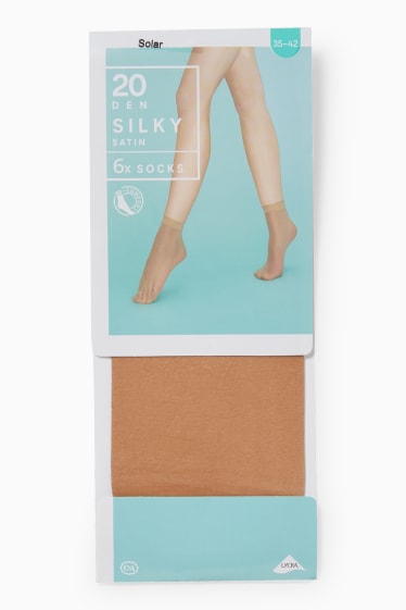 Women - Multipack of 6 - sheer ankle-highs - 20 denier - beige