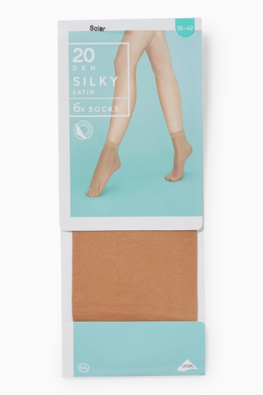 Damen - Multipack 6er - Feinsöckchen - Komfortbund - 20 DEN - beige
