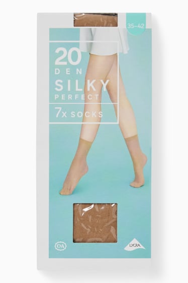 Mujer - Pack de 7 - calcetines de media cortos - 20 DEN - beis