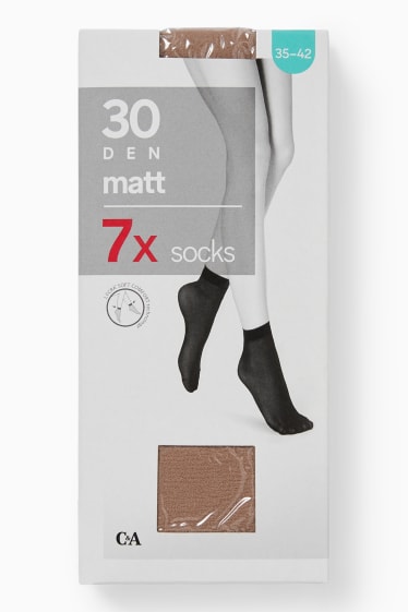 Mujer - Pack de 7 - calcetines finos - 30 DEN - marrón claro