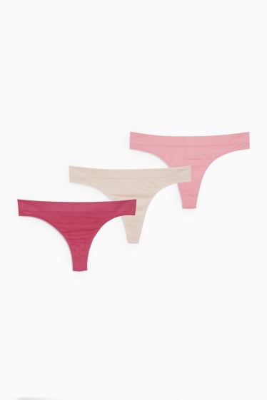 Dona - Paquet de 3 - tanga - sense costures - rosa fosc