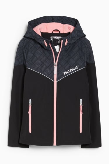 Enfants filles - Veste softshell à capuche - noir