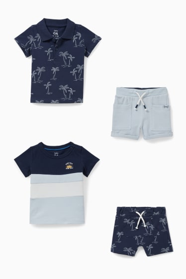 Babys - Set - Baby-Poloshirt, -Kurzarmshirt und 2 -Sweatshorts - hellblau