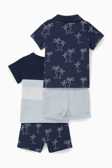 Bebés - Set - polo, camiseta de manga corta y 2 shorts deportivos para bebé - azul claro