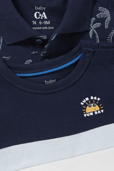 Bébés - Ensemble - polo, T-shirt et 2 shorts en molleton pour bébé - bleu clair