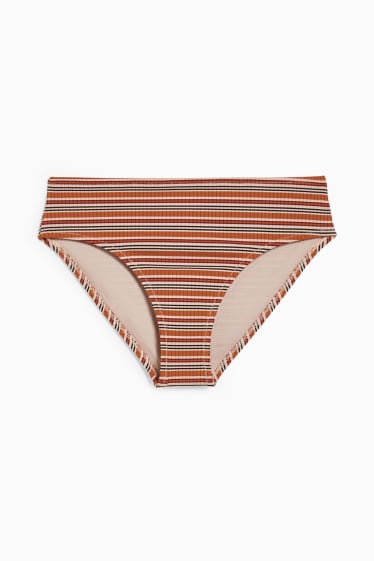 Donna - Slip bikini - vita media - LYCRA® XTRA LIFE™ - a righe - marrone