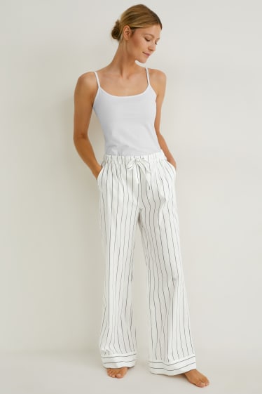 Women - Pyjama bottoms - striped - white