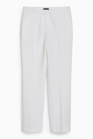 Women - Business trousers - mid-rise waist - straight fit - white