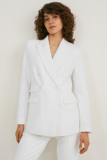 Damen - Business-Blazer mit Schulterpolstern - weiß