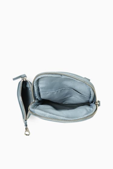 Damen - Set - Handytasche und Portemonnaie - Lederimitat - 2 teilig - hellblau