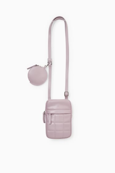 Kobiety - Zestaw - torebka na telefon i portfel - imitacja skóry - 2 części - jasnofioletowy