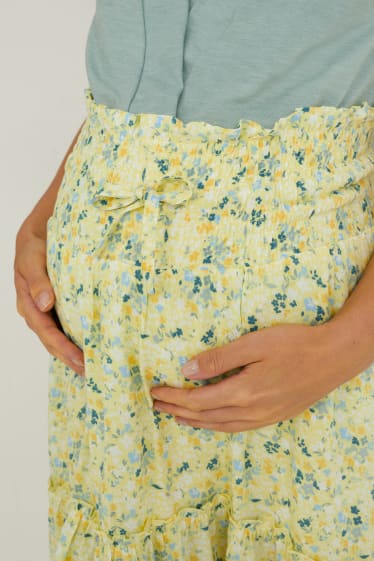 Femei - Fustă gravide - cu flori - galben