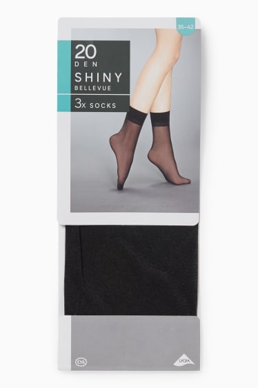 Women - Multipack of 3 - sheer ankle highs - 20 denier - black