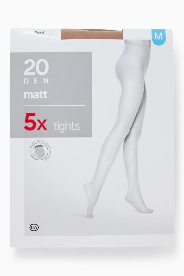 Women - Multipack of 5 - sheer tights - 20 denier - pearl