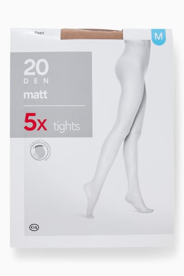 Femmes - Lot de 5 - collants fins - 20 DEN - gris perle