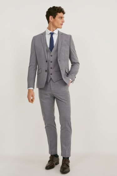 Hombre - Traje con corbata - body fit - stretch - 4 piezas - gris