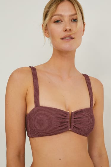 Women - Bikini top - bandeau - padded - LYCRA® XTRA LIFE™ - bordeaux-melange
