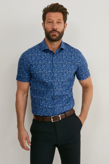 Men - Business shirt - slim fit - cutaway collar - easy-iron - dark blue