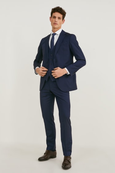 Men - Suit with tie - regular fit - 4 piece - dark blue
