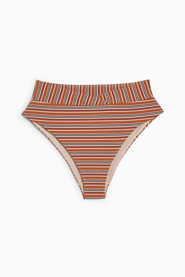 Women - Bikini bottoms - high waist - LYCRA® XTRA LIFE™ - striped - brown