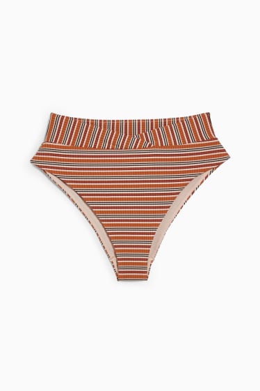 Femei - Chiloți bikini - talie înaltă - LYCRA® XTRA LIFE™ - cu dungi - maro