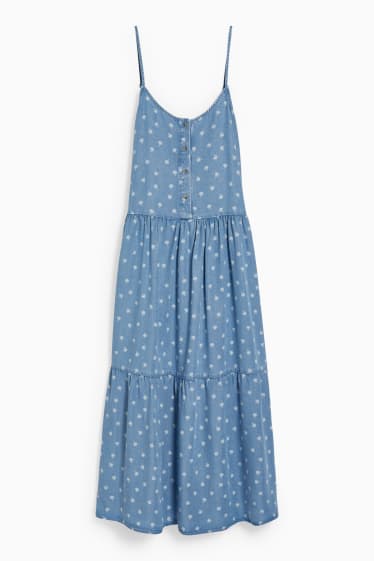 Women - Dress - floral - denim-light blue