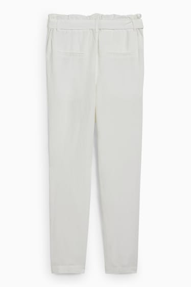 Femei - Pantaloni de stofă - talie înaltă - tapered fit - amestec de in - alb