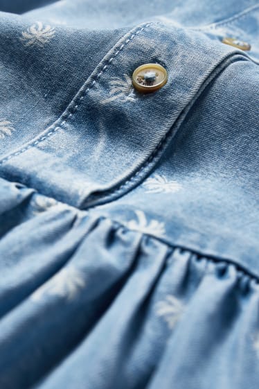 Donna - Vestito - a fiori - jeans azzurro